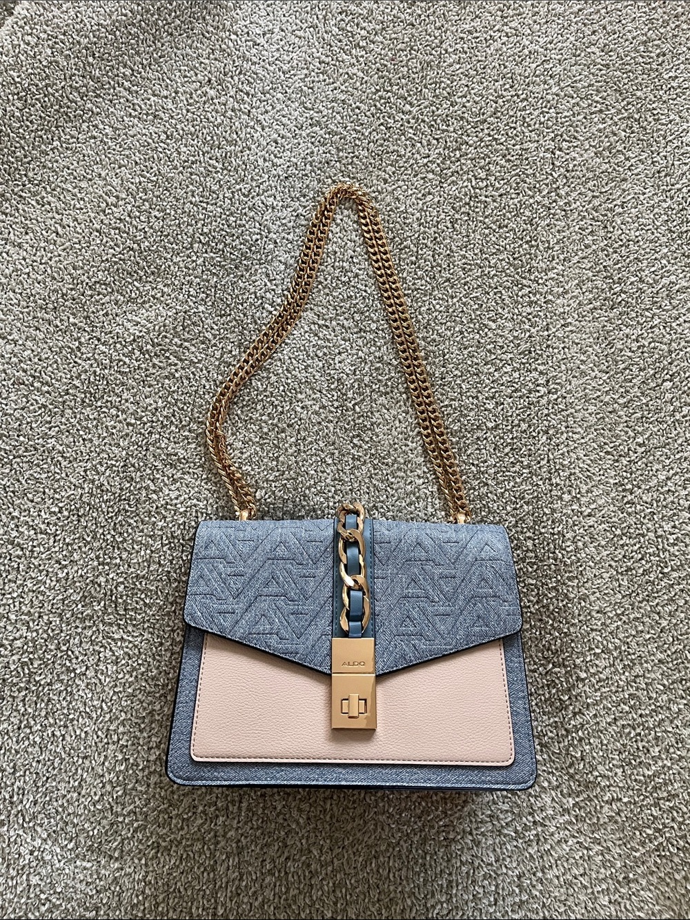ALDO Two-Tone Blue & Light Pink Chain Shoulder Bag